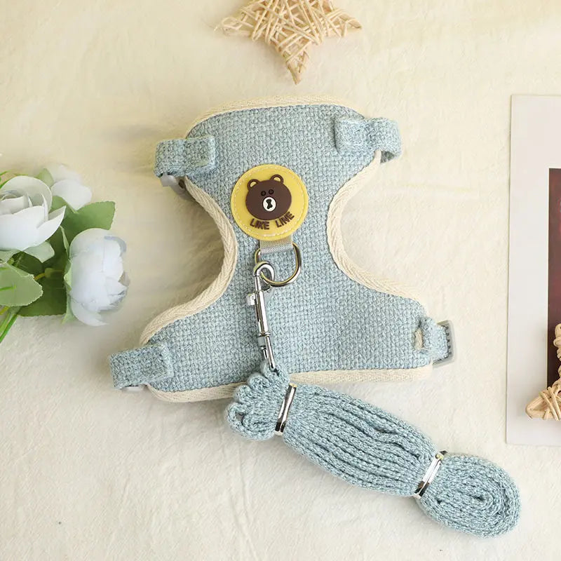 Cat Leash with Bear Pattern, Anti-Escape Harness, Special Pet Harness for Walking Cats, Kitten Leash