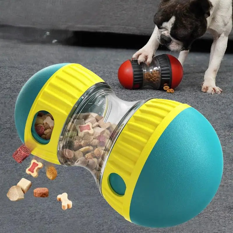 Durable Dog Puzzle Toy Interactive Leaky Treat Dispenser with Elliptical Track Rolling Food Ball Increases Pet Intelligence