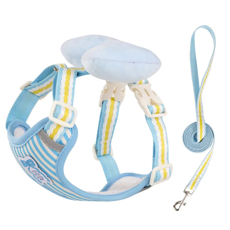 Dog harness with bow, all-season small breed no-pull leash, anti-escape leash for pet walking and gardening