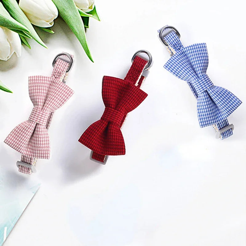 Cute Cat Collar with Bow Tie Adjustable Design Pet Dogs Cats Puppy Necklace Pet Supplies