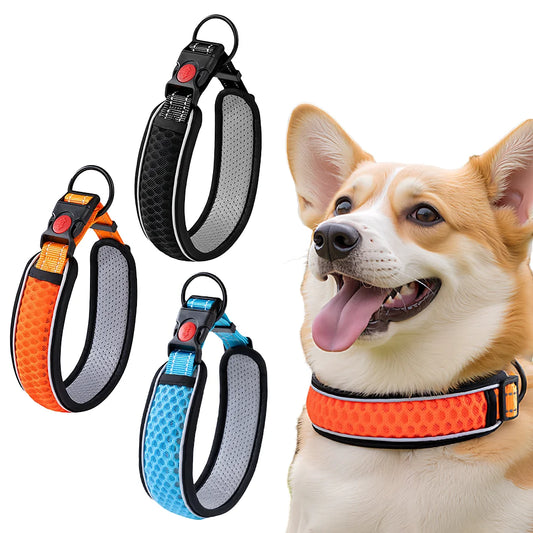 Pet Dog Collar, Adjustable Neck Strap for Walking, Reflective Durable Outdoor Collar for Small Medium Large Dogs, 1PC