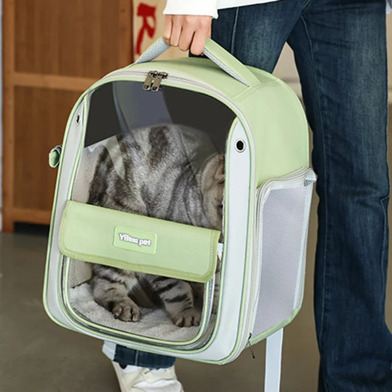 Breathable Portable Cat Carrier Transparent Large-Capacity Waterproof and Wear-Resistant Travel Backpack for Pets Foldable
