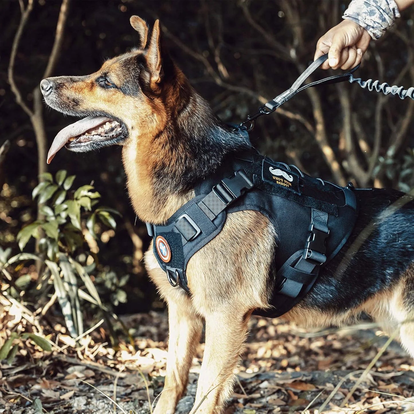 Dog Harness,Tactical Dog Harness with Handle,No-Pull Service Dog Vest with Hook & Loop Panels,Adjustable Dog Vest Harness for Wa