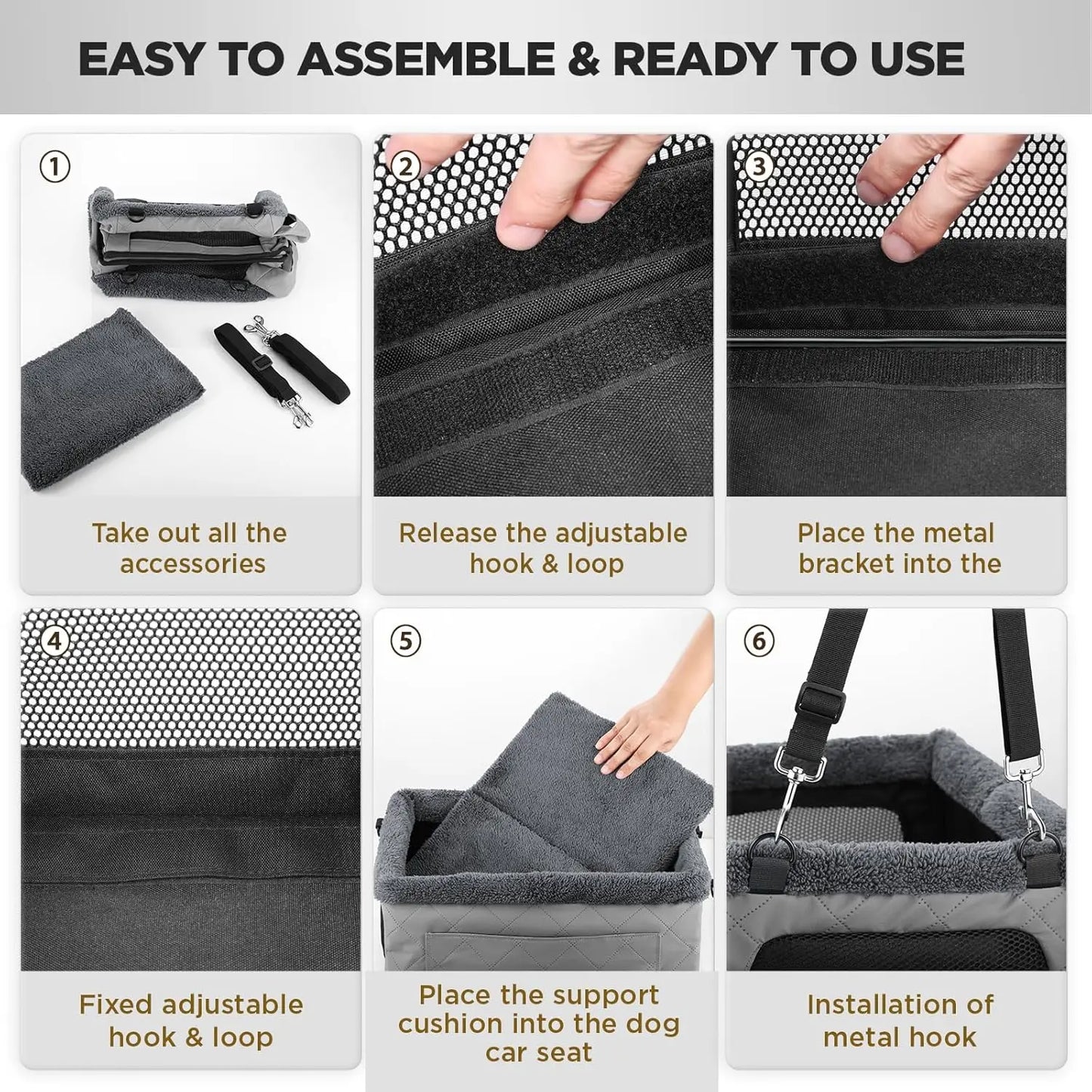 Upgrade Dog Booster Seat for Small Dogs Waterproof Leather Pet Car Seat with Metal Frame Portable Travel Carrier Bag