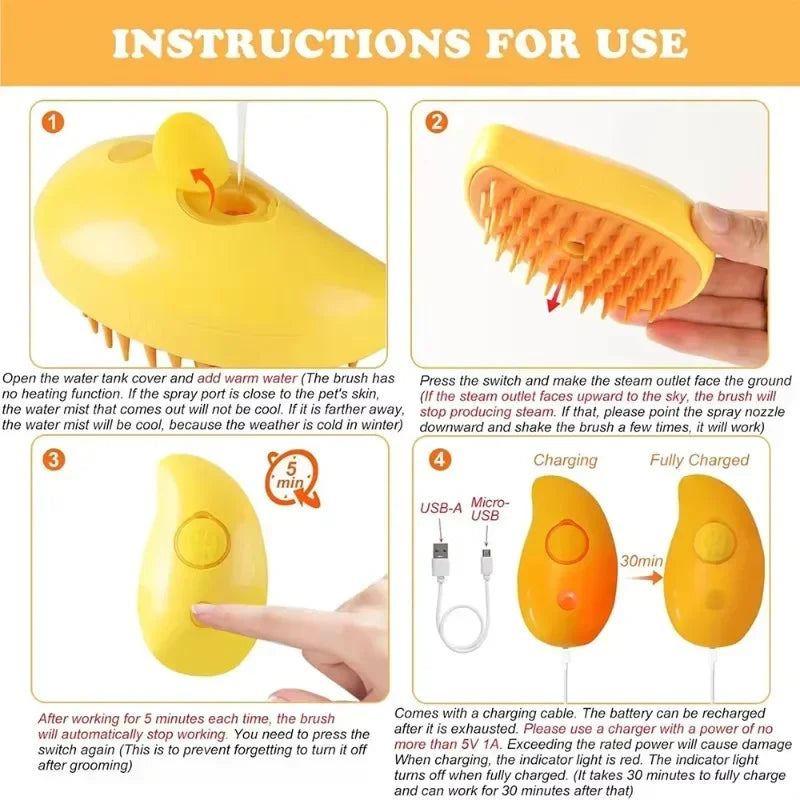Cat Steam Brush Steamy Dog Brush 3 in 1 Electric Spray Cat Hair Brushes for Massage Pet Grooming Comb Hair Removal Combs