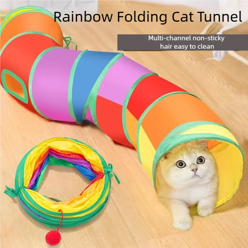 Cat Play Tunnel Interactive Toy, Hide and Seek Tunnel, Portable & Collapsible Pop Up Cat Tunnel for Cats' Instinct
