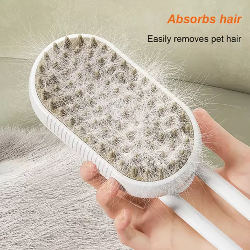 Steam Pet Brush 3 In 1 Electric Spray Cat Dog Grooming Brush Massage Hair Remover Detangling Pet Comb