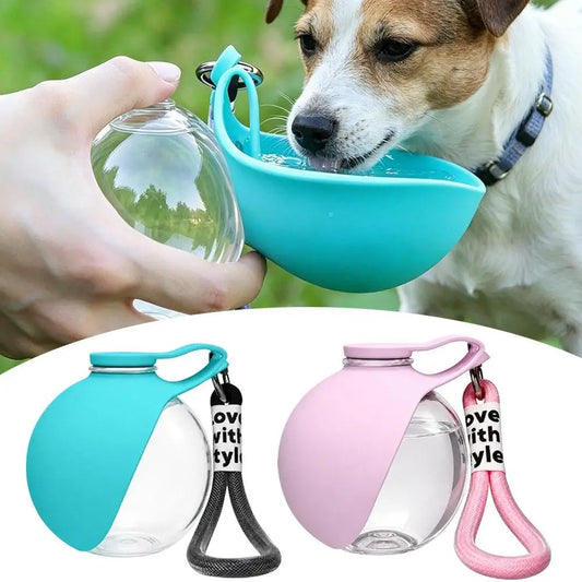 Portable Dog Water Bottle With Bowl Leak Proof Travel Water Dispenser For Pets Outdoor Walking Hiking Travel With Lanyard