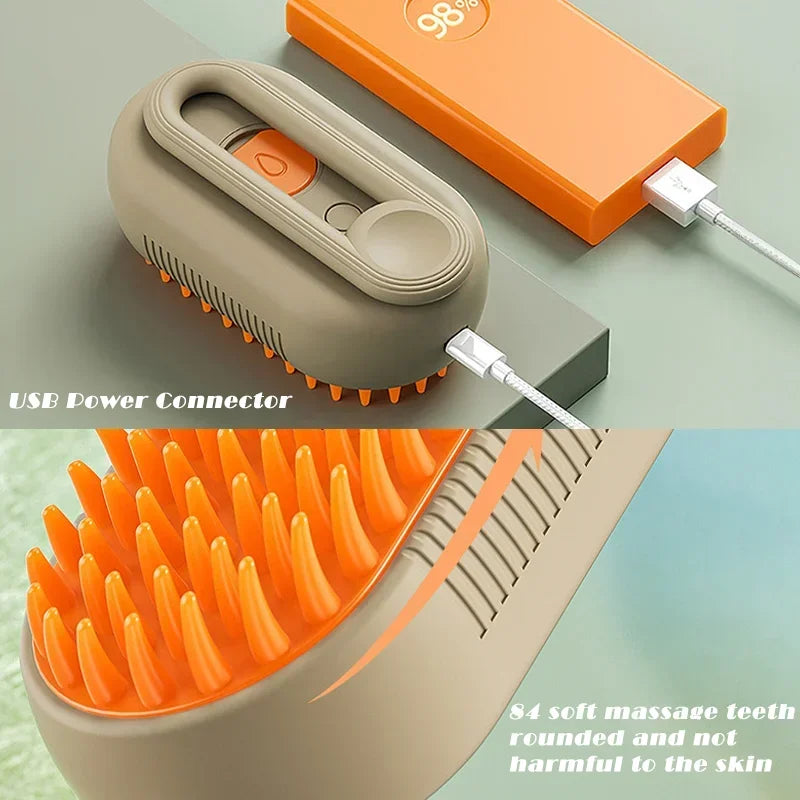 Steam Pet Brush 3 In 1 Electric Spray Cat Dog Grooming Brush Massage Hair Remover Detangling Pet Comb