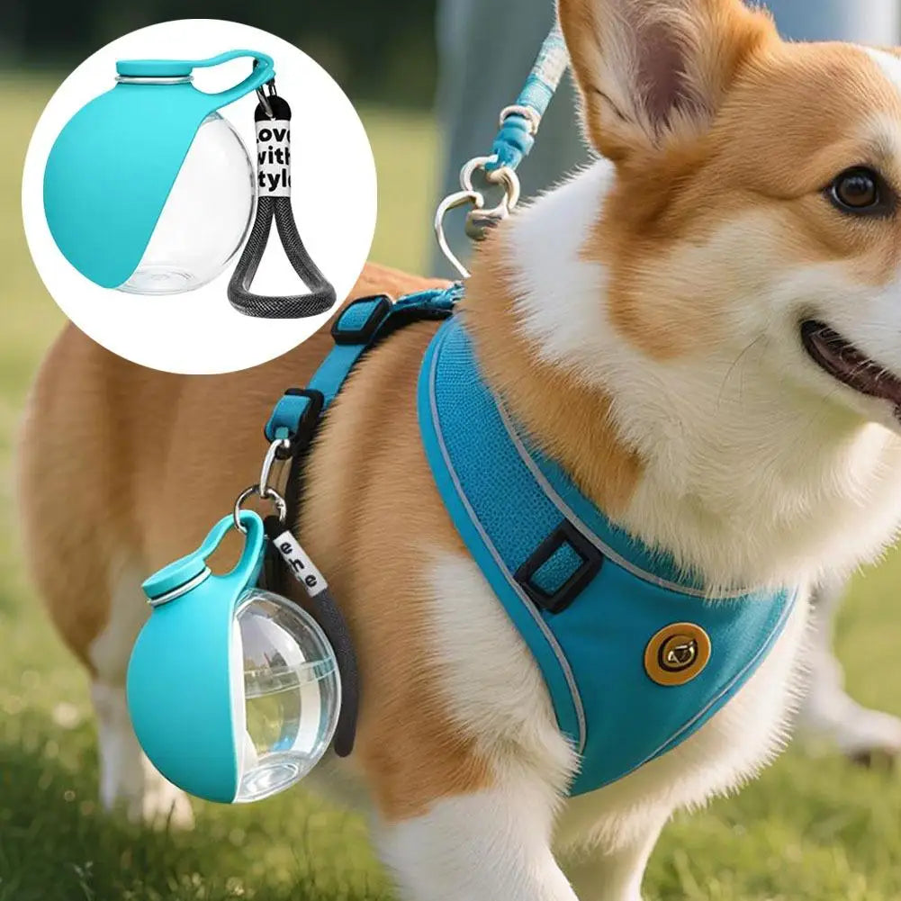 Portable Dog Water Bottle With Bowl Leak Proof Travel Water Dispenser For Pets Outdoor Walking Hiking Travel With Lanyard