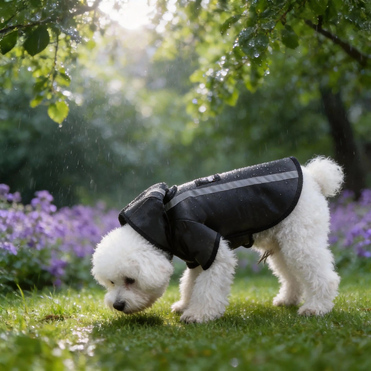Black Raincoat for Dogs in Spring and Summer. For Use During Rainy Seasons. Suitable for Small and Medium-Sized Dogs as All-Weat