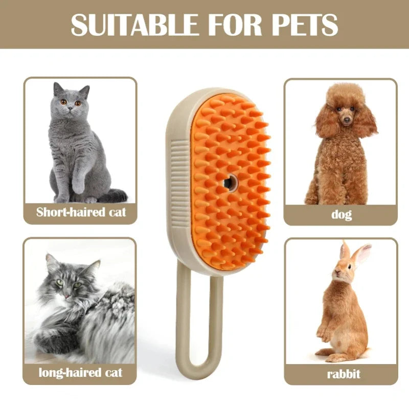 Steam Pet Brush 3 In 1 Electric Spray Cat Dog Grooming Brush Massage Hair Remover Detangling Pet Comb