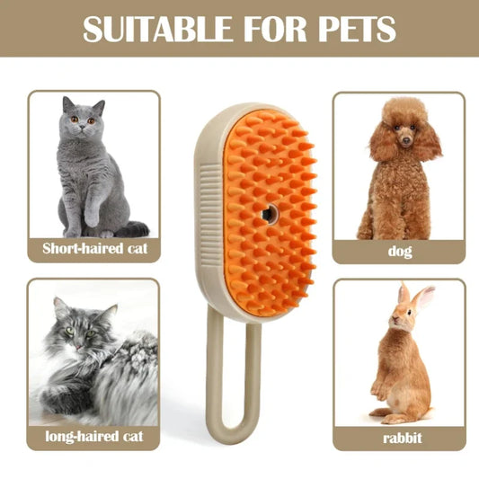 Steam Pet Brush 3 In 1 Electric Spray Cat Dog Grooming Brush Massage Hair Remover Detangling Pet Comb
