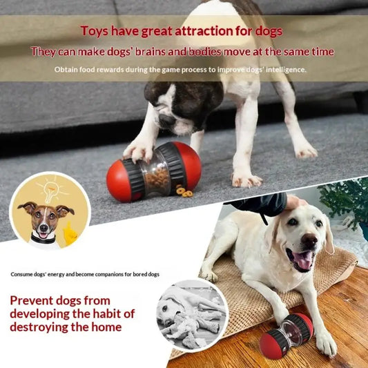 Durable Dog Puzzle Toy Interactive Leaky Treat Dispenser with Elliptical Track Rolling Food Ball Increases Pet Intelligence