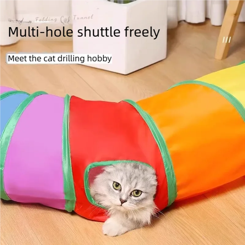 Cat Play Tunnel Interactive Toy, Hide and Seek Tunnel, Portable & Collapsible Pop Up Cat Tunnel for Cats' Instinct