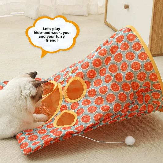 Cat Tunnel Toy Crinkle Paper Bag Kitten Interactive Self Play Tube Mouse Ball Fun Hideaway Collapsible Pet Cave for Indoor Cats