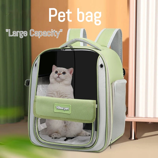 Breathable Portable Cat Carrier Transparent Large-Capacity Waterproof and Wear-Resistant Travel Backpack for Pets Foldable