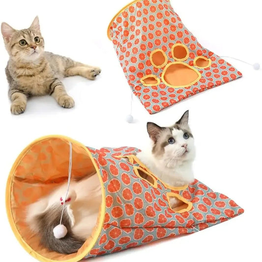 Cat Tunnel Toy Crinkle Paper Bag Kitten Interactive Self Play Tube Mouse Ball Fun Hideaway Collapsible Pet Cave for Indoor Cats