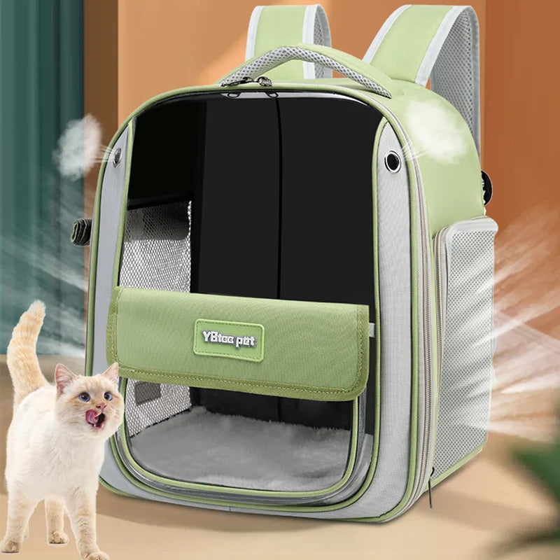 Breathable Portable Cat Carrier Transparent Large-Capacity Waterproof and Wear-Resistant Travel Backpack for Pets Foldable