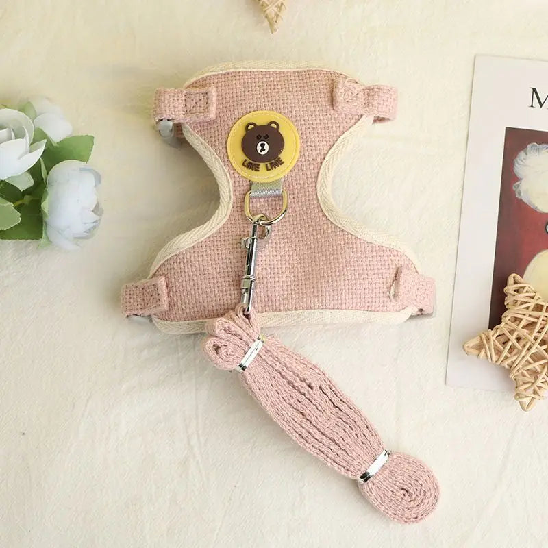 Cat Leash with Bear Pattern, Anti-Escape Harness, Special Pet Harness for Walking Cats, Kitten Leash