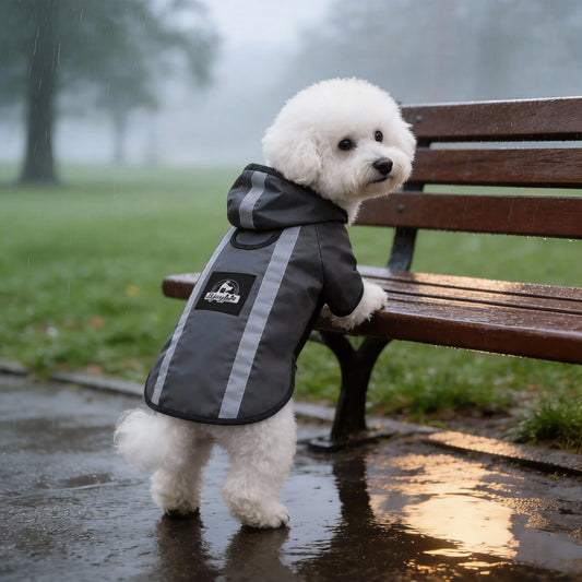 Black Raincoat for Dogs in Spring and Summer. For Use During Rainy Seasons. Suitable for Small and Medium-Sized Dogs as All-Weat