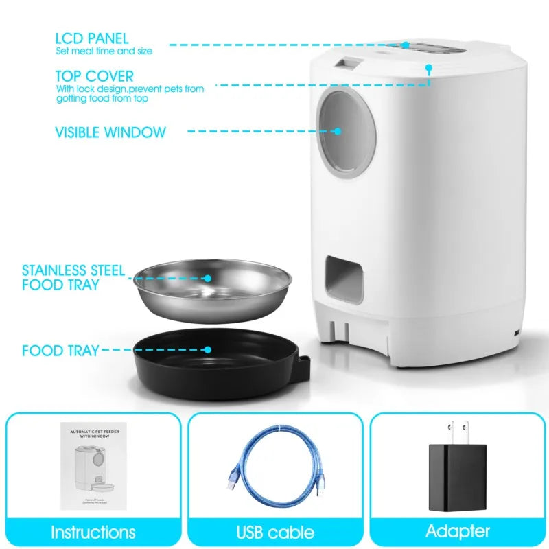 Pet Intelligent Feeder With Timed And Quantitative Feeding Large Capacity Recording Automatic Feeding For Pets 2026 DropShipping