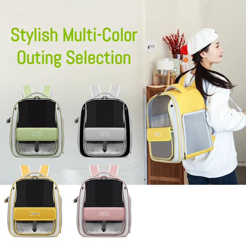 Breathable Portable Cat Carrier Transparent Large-Capacity Waterproof and Wear-Resistant Travel Backpack for Pets Foldable