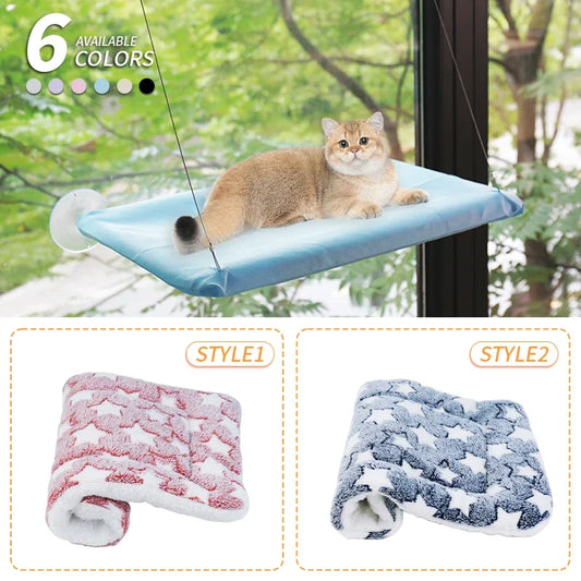 Cat Hammock Beds With Mat Cat Bed Hanging Window Shelf Seat For Cats Comfortable Pet Nest Pet Accessories Bed for Cats Supplies