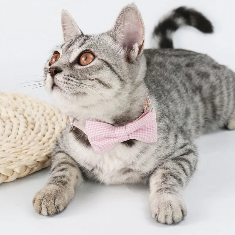 Cute Cat Collar with Bow Tie Adjustable Design Pet Dogs Cats Puppy Necklace Pet Supplies