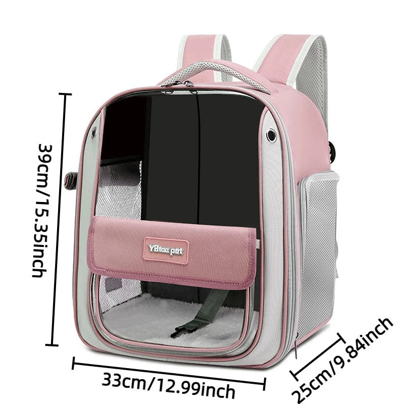 Breathable Portable Cat Carrier Transparent Large-Capacity Waterproof and Wear-Resistant Travel Backpack for Pets Foldable