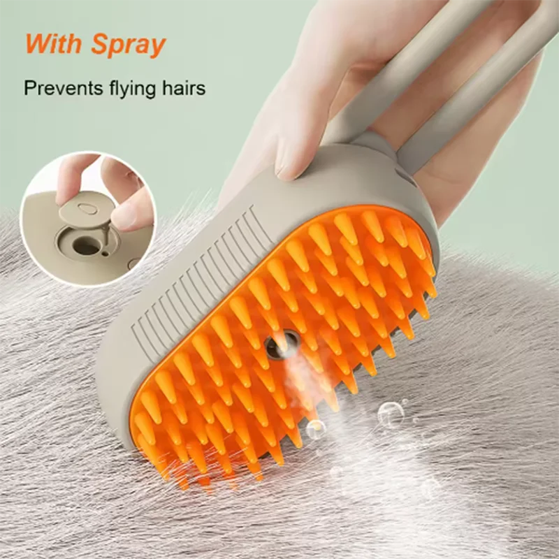 Steam Pet Brush 3 In 1 Electric Spray Cat Dog Grooming Brush Massage Hair Remover Detangling Pet Comb